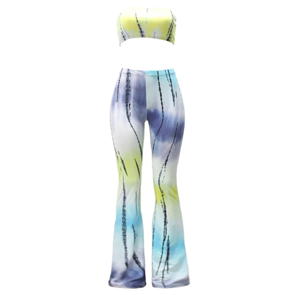 

Women Summer Sexy Print Flared Trousers High Waist Wide Leg Long Pants Trousers