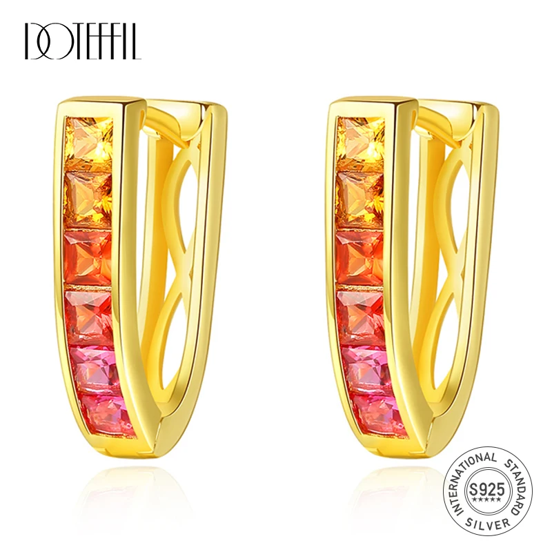 

Женские круглые серьги-кольца с топазом DOTEFFIL, из стерлингового серебра 925 пробы, подарочные украшения, SE0126