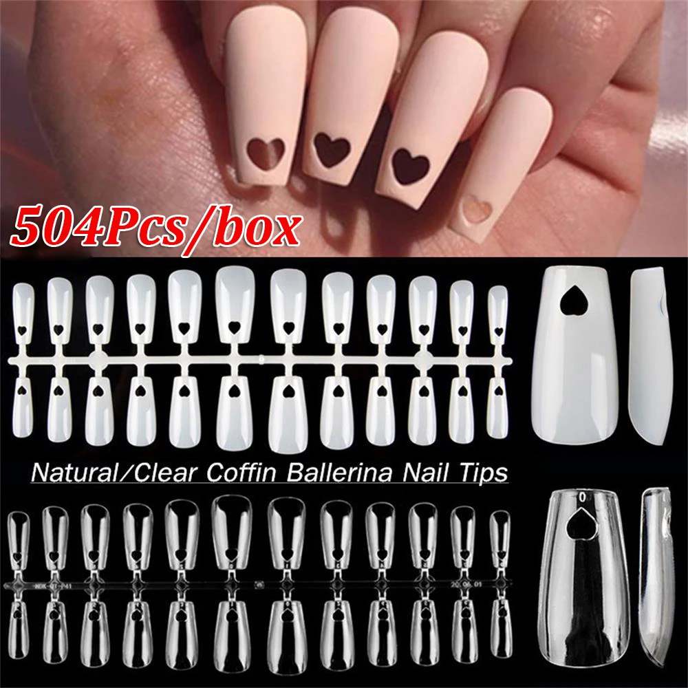 504 шт. милые сердцу Средний накладные ногти пилка для ногтей Советы стилет гроб ABS