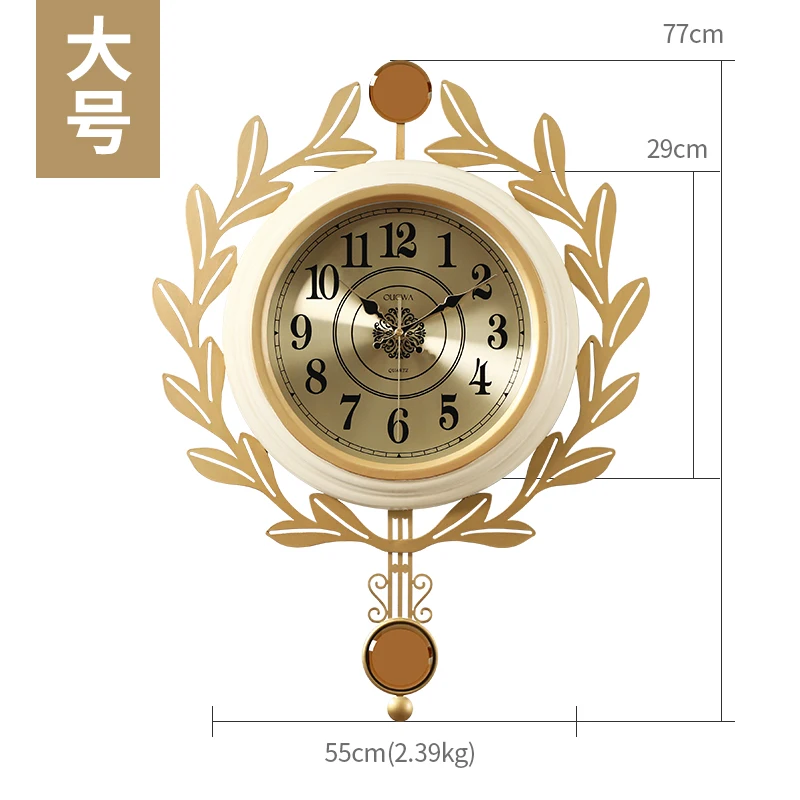

American Style Wall Swing Clocks Metal Gold Wall Watches Home Decor Modern Living Room Luxury Wall Clock Saat Individual FZ544