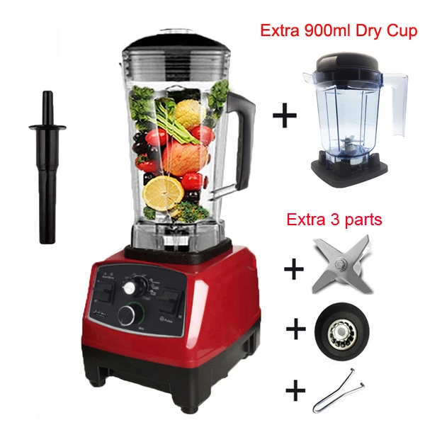 Таймер BPA Free 3HP 2200 Вт коммерческий блендер миксер соковыжималка мощный кухонный комбайн для смузи бар фрукты Электрический блендер - Цвет: RedTimer9jar3part