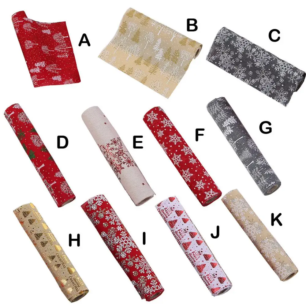 

Merry Christmas Red Snowflake Snowman Long Table Runner Cloth Party Dinner Non-slip Table Runner Cotton Linen Home Decor 270CM