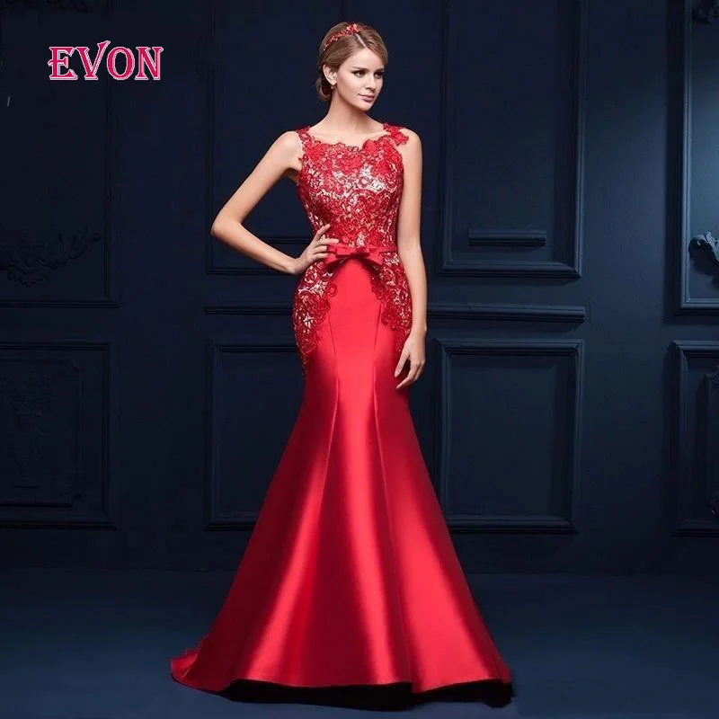 Длинное Сексуальное Красное Кружевное Вечернее Платье Русалочки Abendkleider