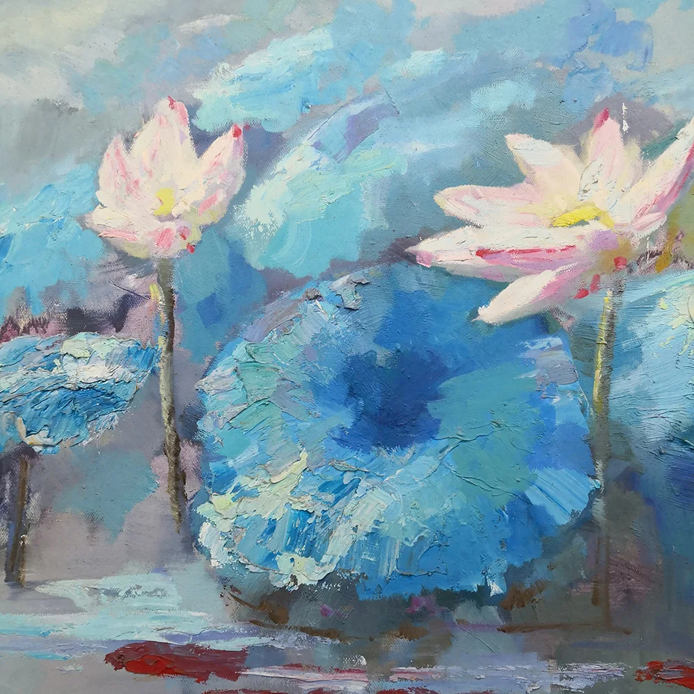 

Impression lotus flower handpaint oil on Canvas For art decoration