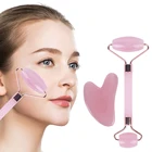 Скребок из натурального нефрита Для Массажа Гуаша, инструменты для ухода за кожей из розового кварца, роликовый массажер для похудения, уход за кожей лица