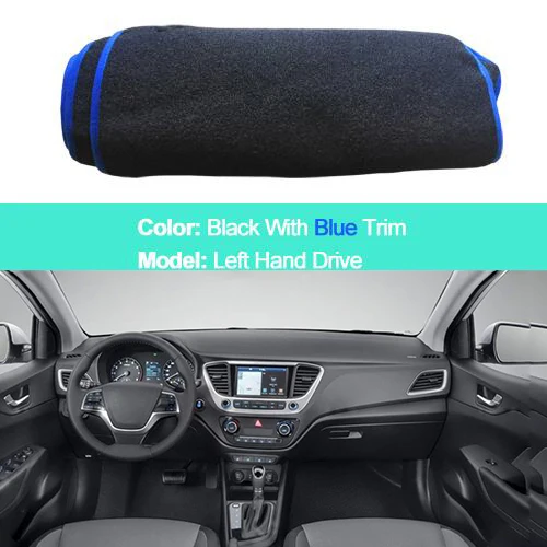 LHD Blue 2-слойный автомобильный внутренний коврик для приборной панели для hyundai Solaris 2 Accent Verna солнцезащитный коврик для автомобиля - Название цвета: LHD Blue