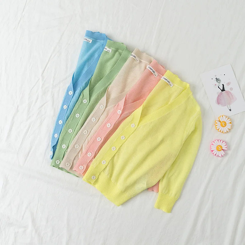 Лето 2020 свитер для маленьких девочек и мальчиков с защитой от солнца кардиган