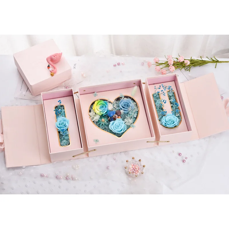 

Forever Eternal Rose Box Natural Dried Preserved Artificial Flower Boxes Gift To Girlfriend Mom Mother's Day Wedding Room Decor