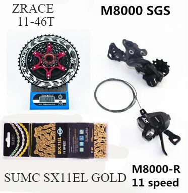 46T black X11el gold DEORE XT M8000 комплект горного велосипеда MTB 1x11-скоростной 46T 50T SL+ RD+ ZRACE/SUNSHINE+ SUMC X11 M8000 переключатель заднего хода - Цвет: 46T black X11el gold