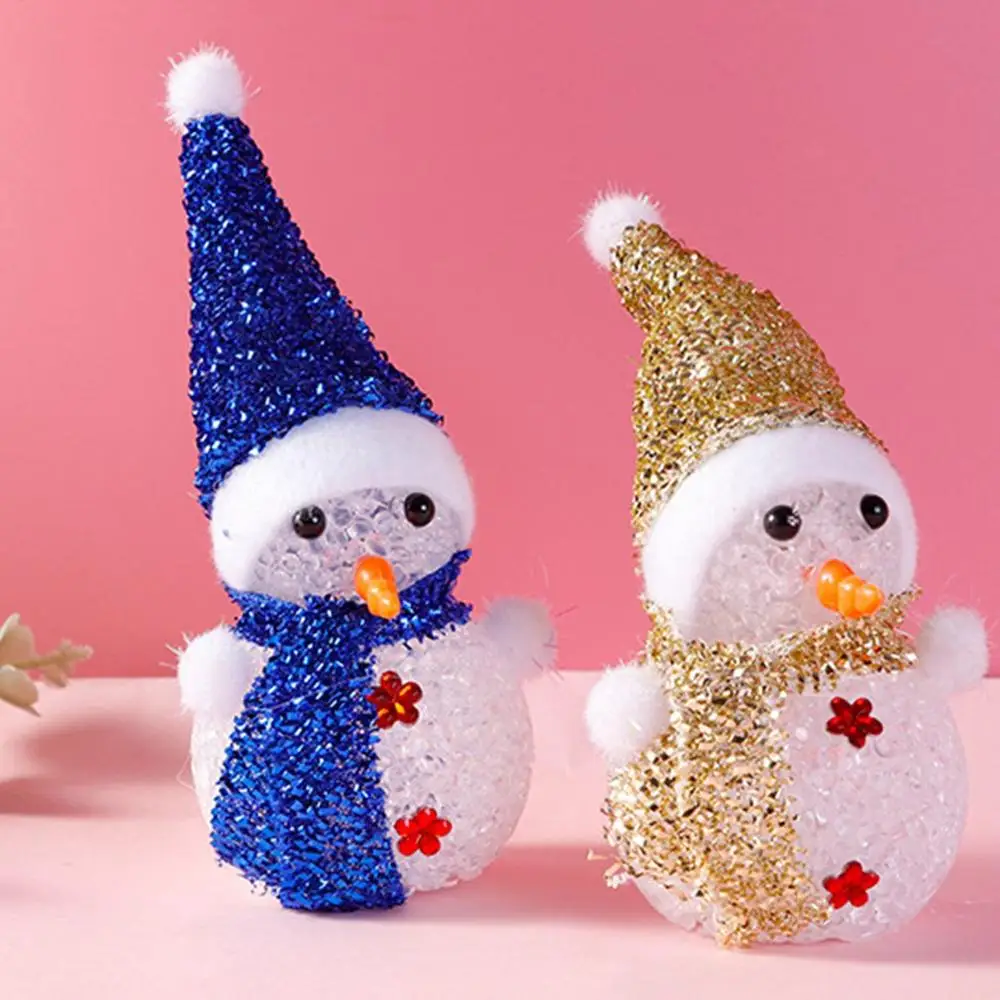 

1PC Colorful Crystal Night Light Lovely Snowman Night Light Bedside Lamp Christmas Decoration kids Toy Gift With Button Battery