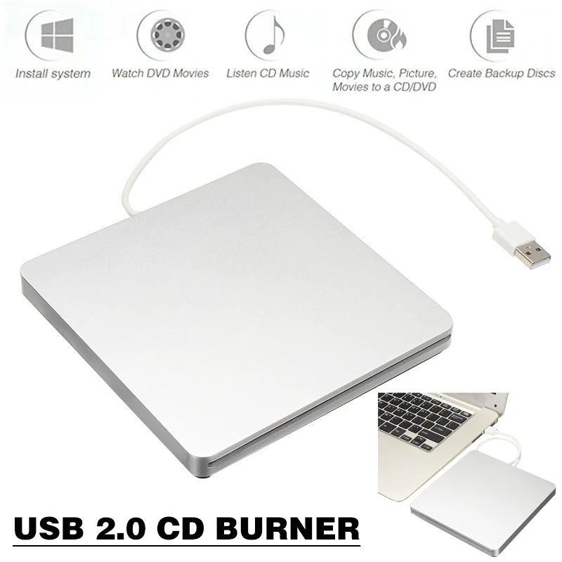 

USB 2.0 Slim External DVD/CD Drive Burner Writer Disc Player for Laptop PC Tablet Disk Reader DVD Player Portable Accessories