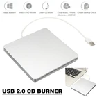 Тонкий внешний привод DVDCD USB 2,0, записывающее устройство, дисковый проигрыватель для ноутбука, ПК, планшета, считыватель дисков, DVD-проигрыватель, портативные аксессуары