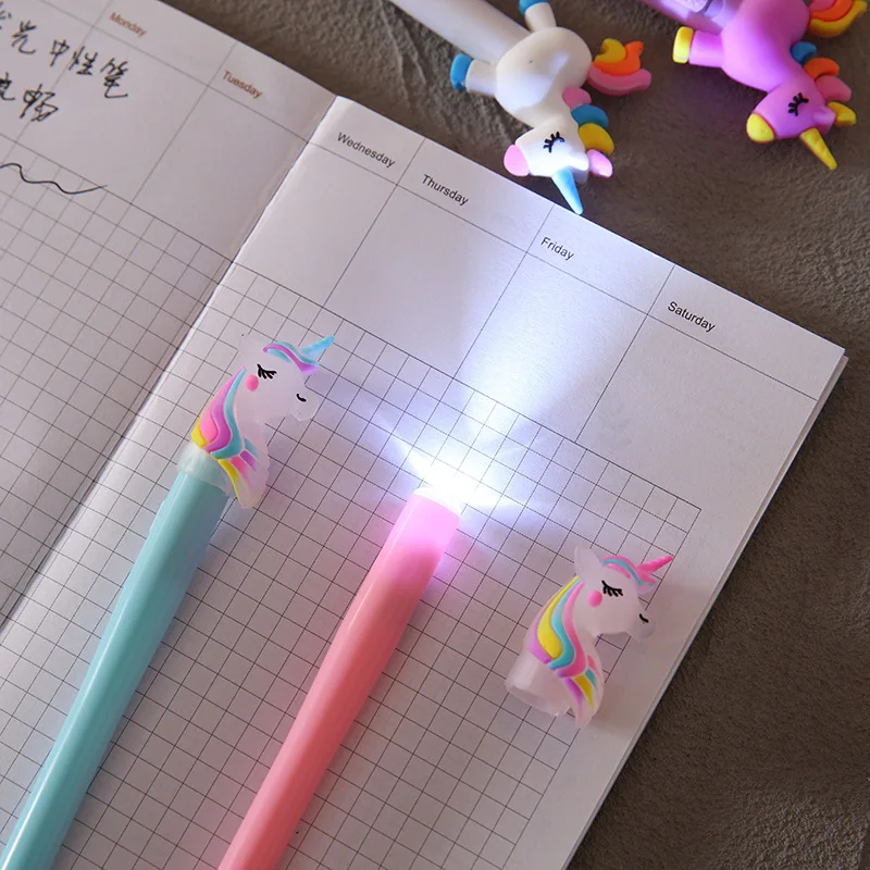 

4 New Luminous Unicorn Box Pen Set School Students Stationery Set
