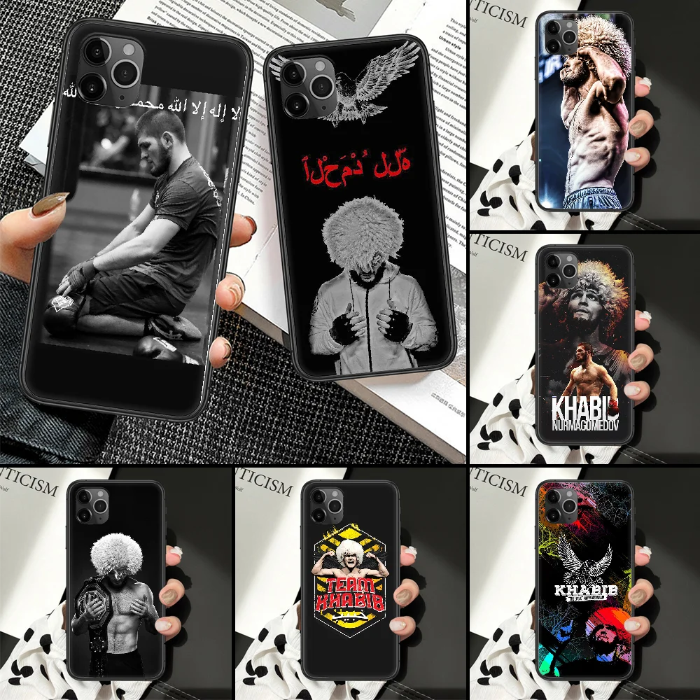 Khabib nurmagomedov чехол для телефона iphone 5 5S SE 2 6 6S 7 8 11 12 Mini Plus X XS XR Pro Max черный 3D Etui