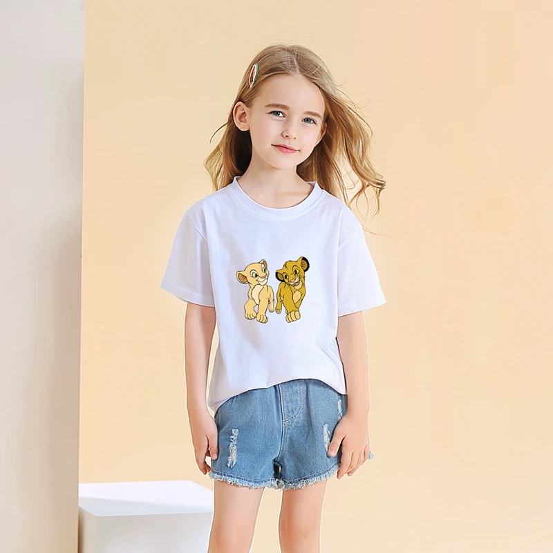 Футболка с героями мультфильмов Король Лев Новая летняя модная футболка для