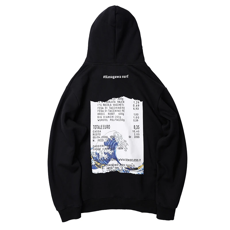 Японская вышивка забавная волна напечатаны флисовые толстовки 2019 зима Япония