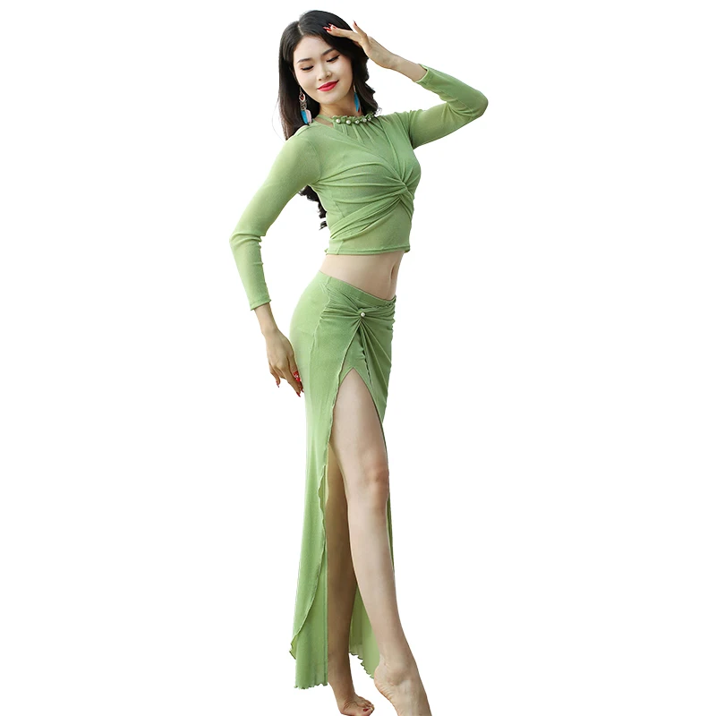 

New Belly Dance Costume 3pcs Set Modal Long Sleeve Tops Long Skirt Egypt Gypsy Skirt Bollywood Tribal Bellydance Clothes 1293