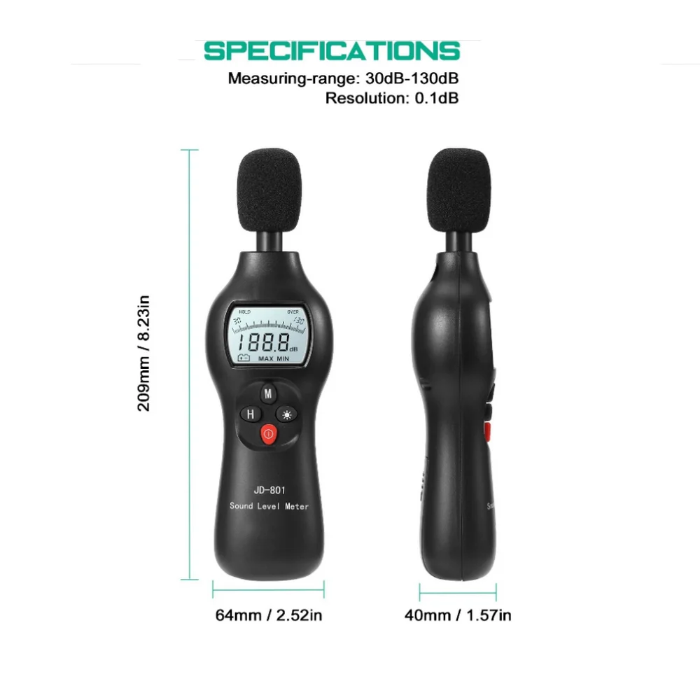 

Digital Noise Meter Sound Level Indicator Mini Lightweight High Accuracy Decibel Monitoring Device With Backlight Sound Meter