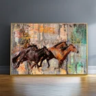 Винтажные бегущие лошади абстрактный холст фотообои с животными