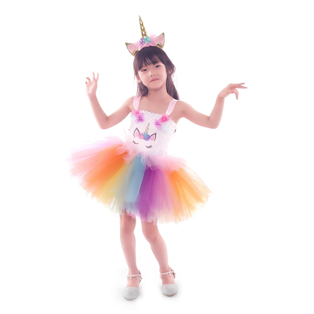 POSH DREAM Christmas Fluffy Girl Princess Unicorn Dress Gorgeous Backless Long Tail Wedding Kids Halloween Cosplay | Детская одежда и