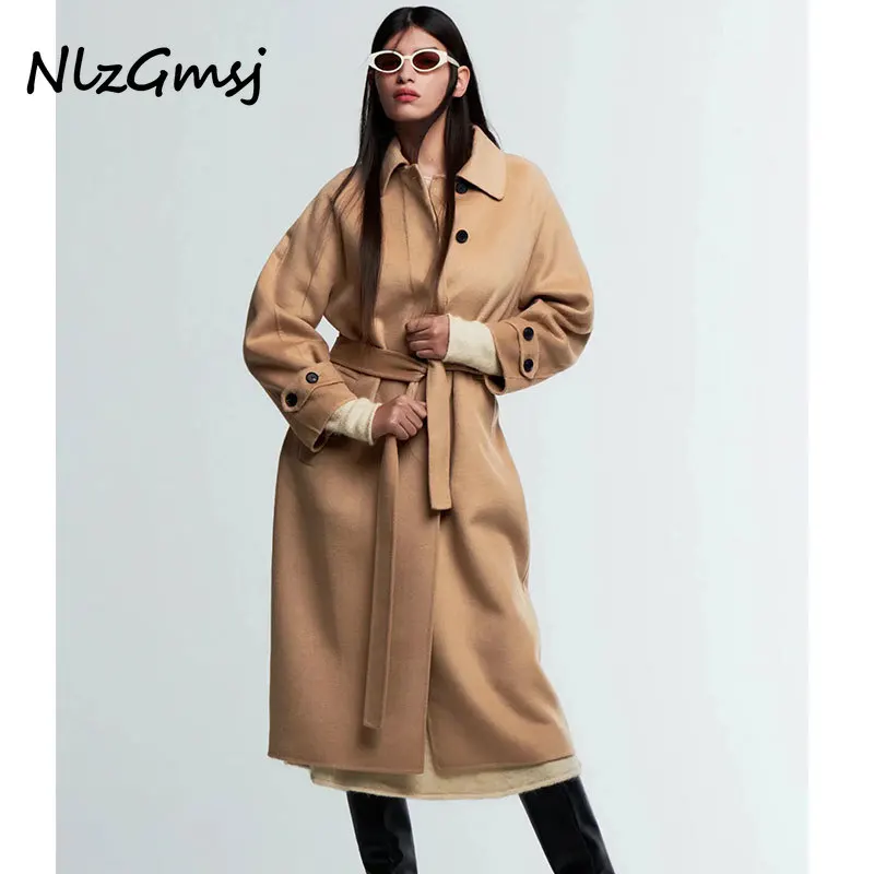 

Женская зимняя куртка Nlzgmsj жакет Za 2021, пальто с отложным воротником, однобортная женская элегантная теплая куртка, верхняя одежда 202110