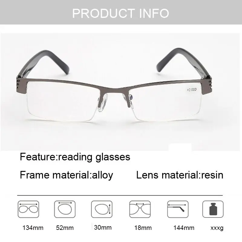 Очки для чтения UV400 мужчин и женщин аксессуар с синей смолой в полуоправе работы