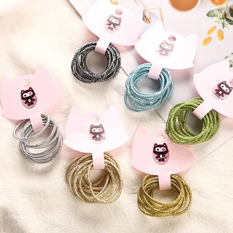 10 шт./карта модные резинки с высоким блеском для волос детские ленты девочек 3 см