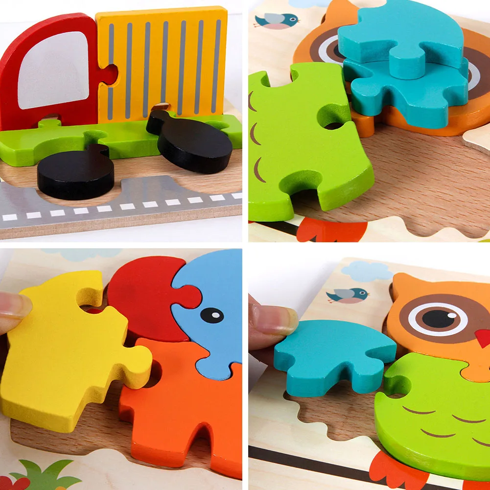 

Children's Wooden Jigsaw Puzzles Cartoon Transportation Animal Shaped Thick 3D Jigsaw Puzzle Educational Puzzle Board Game Toy