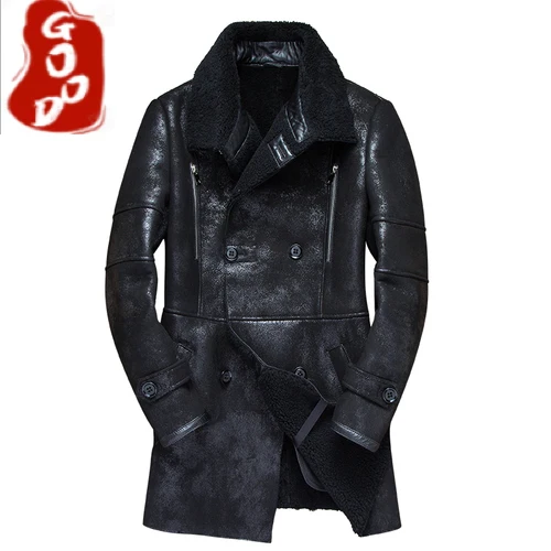 

High Quality Men's Fur Coat Natural Sheep Shearling Mens Jacket Casual Men Clothing Fashion Winter 2021 Hommes Veste 4748