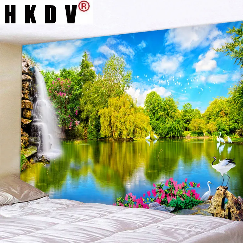 

HKDV Natural Landscape Poster Picture Tapestry Wall Hanging Wall Covering Rugs Background Cloth Beach Mat Blanket Art Home Decor