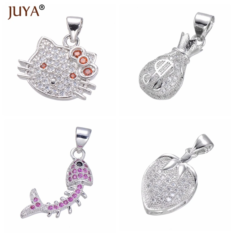 Juya 8 стилей модный Слон/замок и ключ/детская ножка/лук/Кот/клубника/доллар-кошелек/Подвески в виде рыбьей кости для изготовления ювелирных изделий