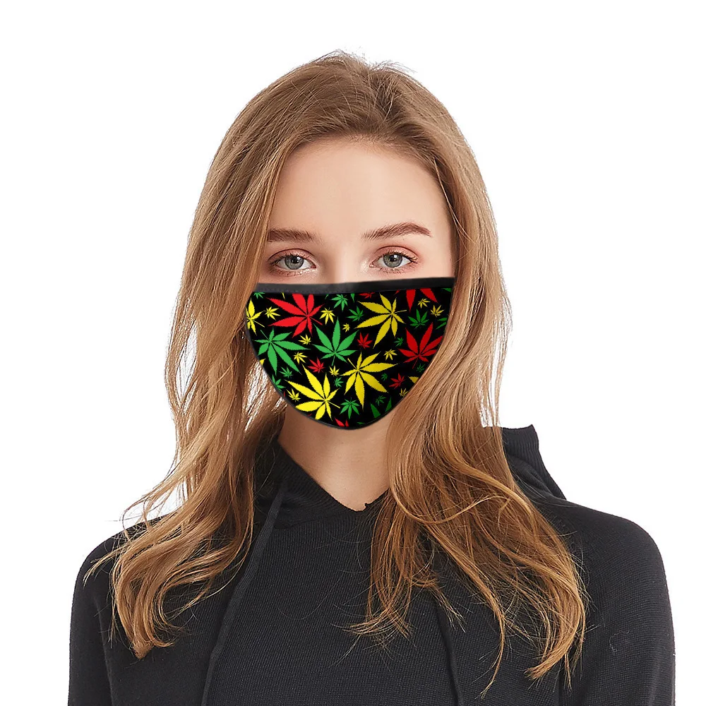 

Masque Lavable Dustproof Maple leaf Printed Fashion with Filter for Outdoor Mascarillas Halloween Cosplay Mask for Face Fabric