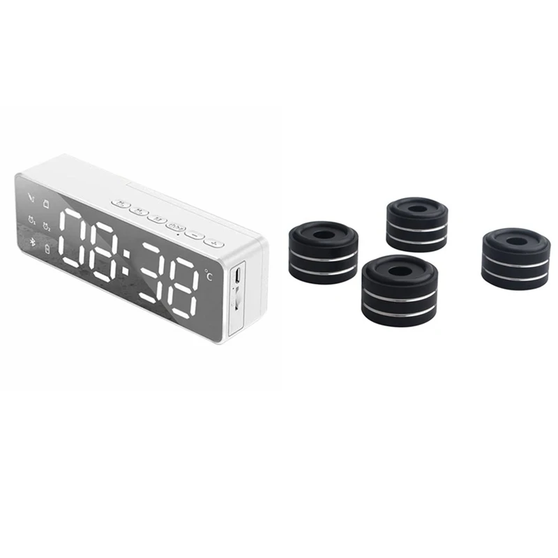 

4 шт., алюминиевая фотовспышка с Bluetooth-динамиком, портативный Настольный цифровой будильник, беспроводной Bluetooth-динамик