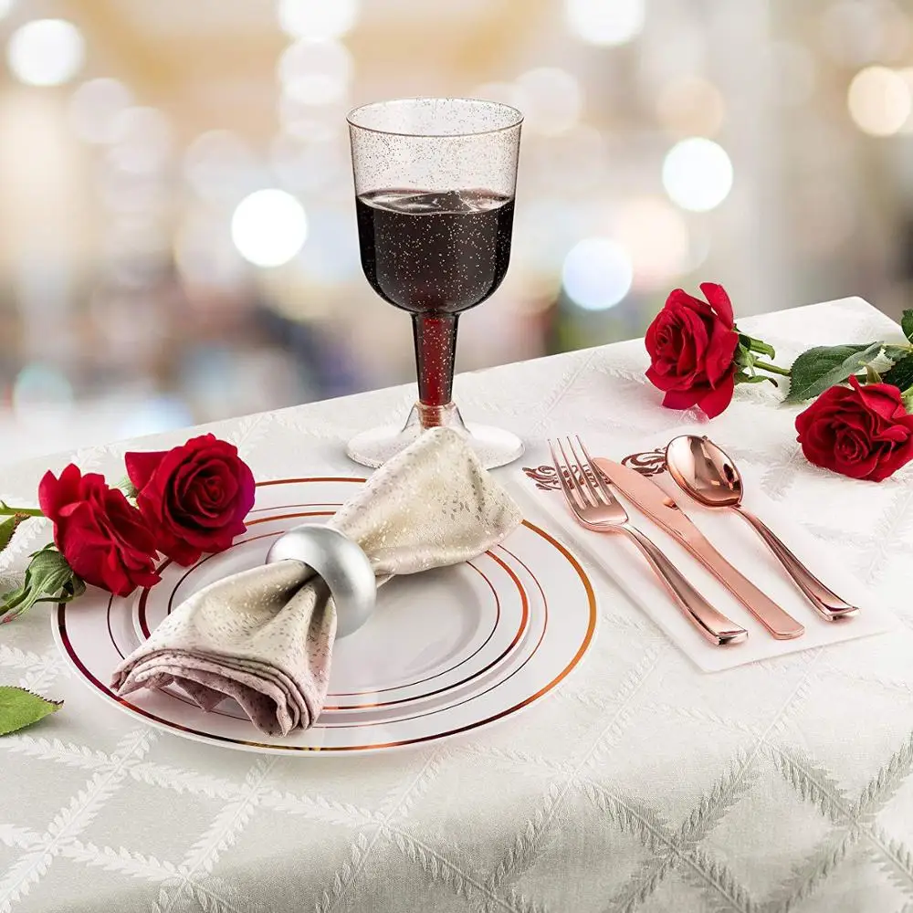 Ложка вилка нож одноразовая пластиковая посуда Элегантная Посуда из розового