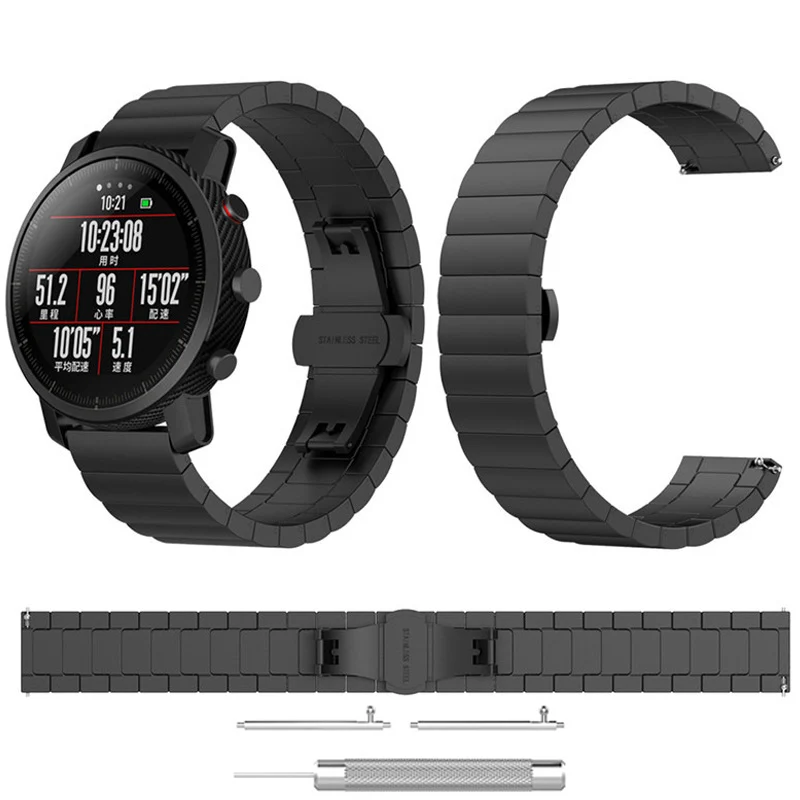 Металлический ремешок из нержавеющей стали для умных часов Xiaomi Huami Amazfit GTR 47 мм