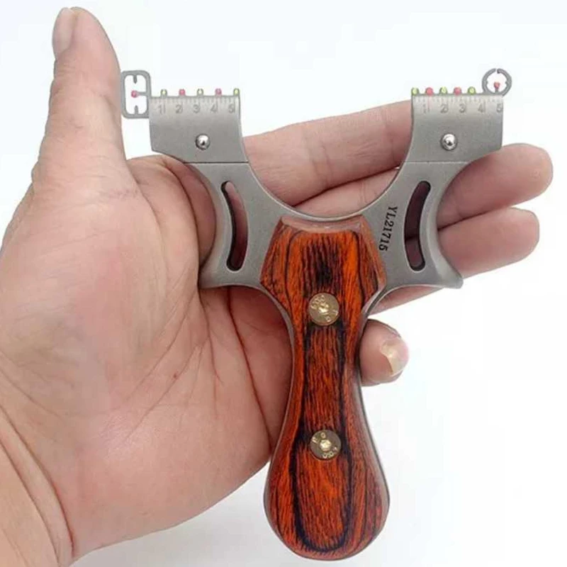 

Wooden Handle 304 Stainless Steel Slingshot Feels Very Comfortable Outdoor Hunting Sport With Fiber Optic Slingshot Catapult