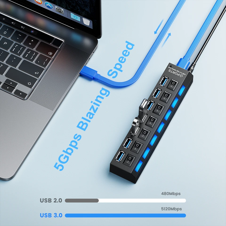 Usb-хаб USB 3 0 Разветвитель разветвитель с несколькими портами и адаптером питания