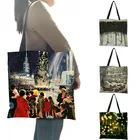 Женская сумка-тоут с изображением снежного пейзажа, двусторонняя, с принтом, большая емкость, для покупок, B13171, 2020