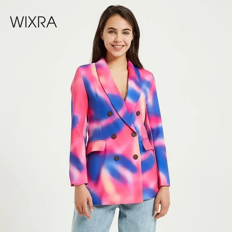 Женский двубортный Блейзер Wixra Повседневная Верхняя одежда с длинным рукавом на