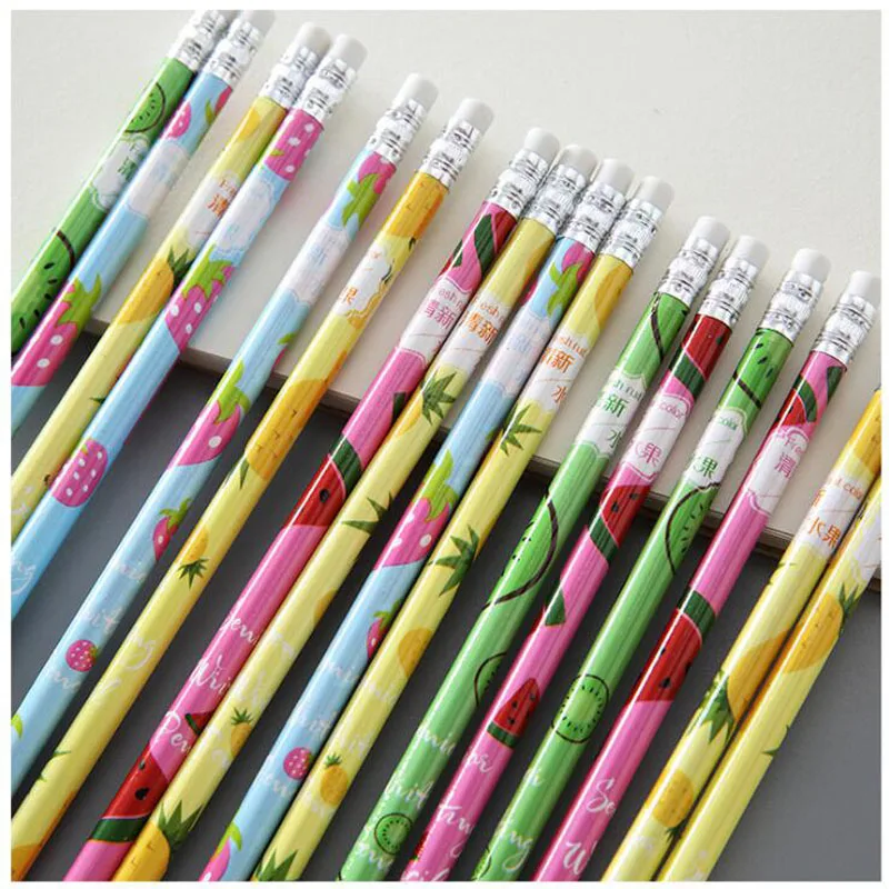 12 шт./кор. карандаш креативный с изображением свежих фруктов и ластиком для
