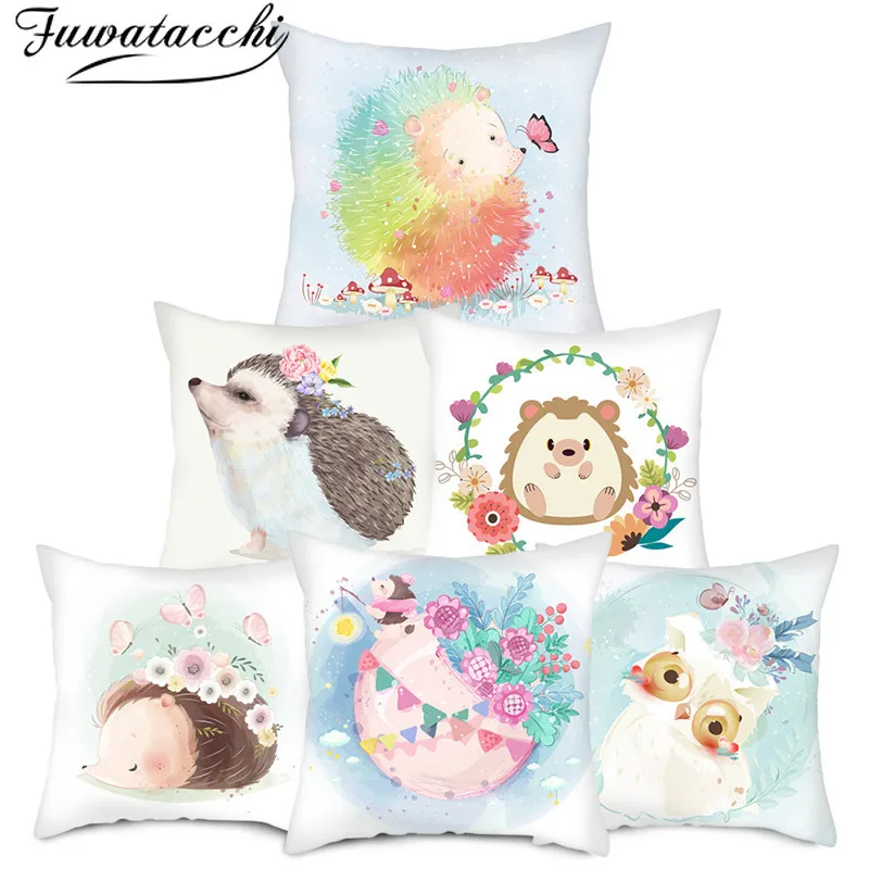 Чехол для подушки Fuwatacchi с рисунком ежа чехол изображением животных наволочка