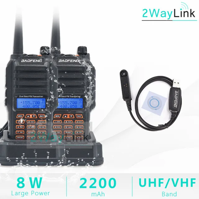 2 шт. BAOFENG UV 9R Plus Кабель для программирования 8 Вт мощность IP67 водонепроницаемый