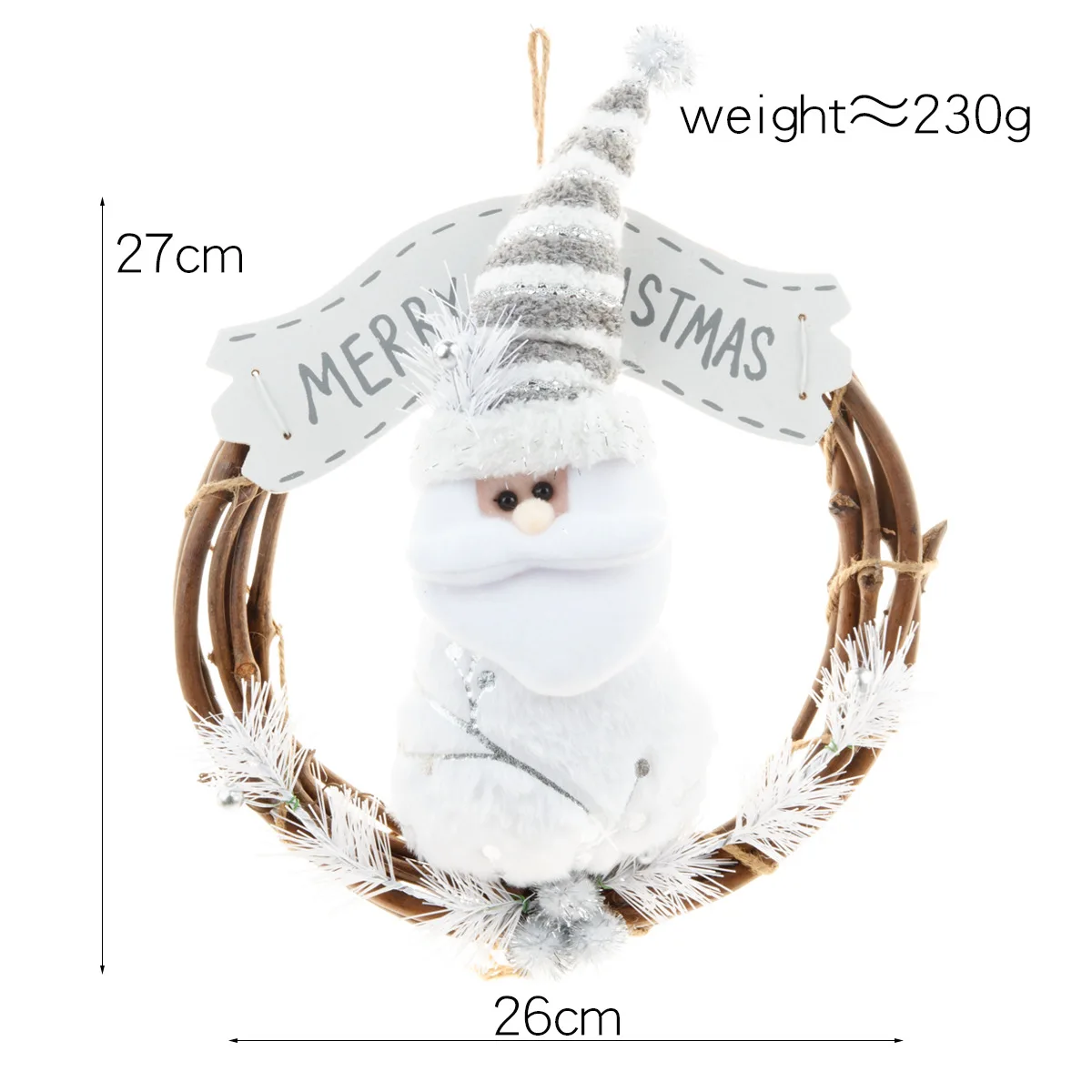 Белый Рождественский Декор двери венок Санта Клаус &quotСнеговик&quot Виноградная