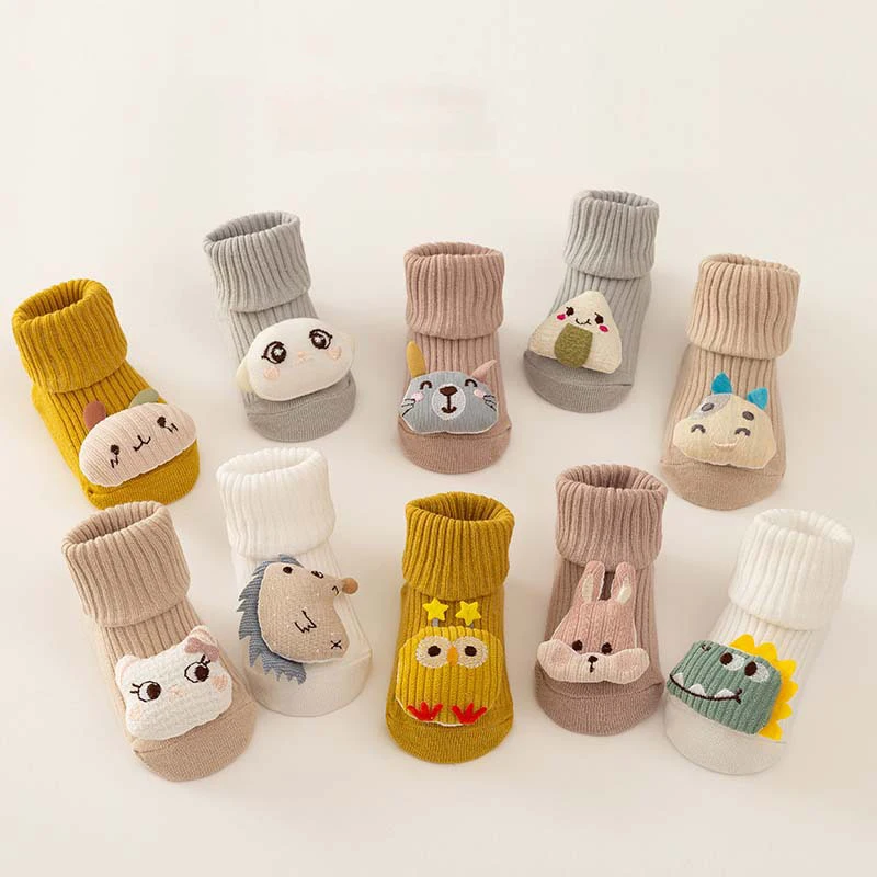 

Cute 3D Animals Anti-Slip Baby Socks Cute Cartoon Baby Boy Girl Socks Fashion Autumn and Winter Baby Middle Tube Toddler Socks