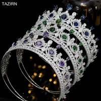 royal blue queen wedding tiaras and crowns bridal head jewelry accessories women diadem pageant headpiece bride hair ornament