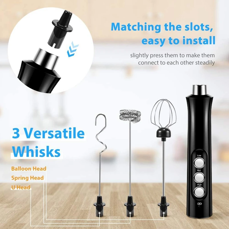 Milk Frother Handheld USB Rechargeable 3 Speeds Mini Electric Foam Maker Blender Mixer for Coffee Cappuccino | Бытовая техника