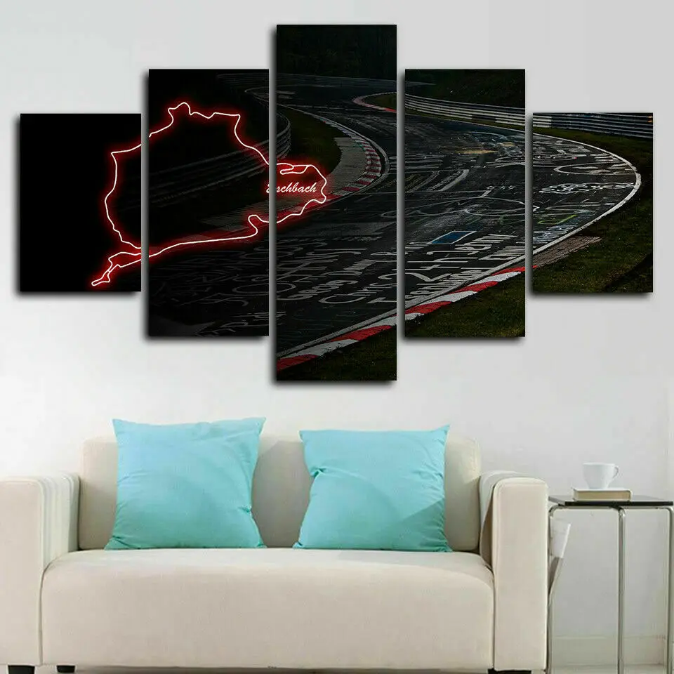 

5 Pcs Nurburgring Rally Track Circuit Racing Wall Art Canvas HD Posters Pictures HD Paintings Home Decor Living Room Decoration