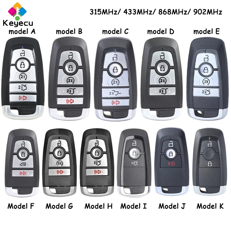 KEYECU дистанционный смарт ключ-брелок для детей 2 3 4 5 кнопки 315 МГц 434 868 902 Ford Mondeo Mustang
