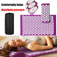 yoga acupressure massage mat relieve stress back body pain spike cushion neck back feet acupressure massage pads and pillow set