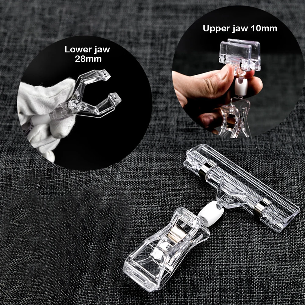 

5pcs Portable Merchandise Lightweight Transparent For Price Tag Promotion Sign Clip Holders Advertising Display Rotatable Mini